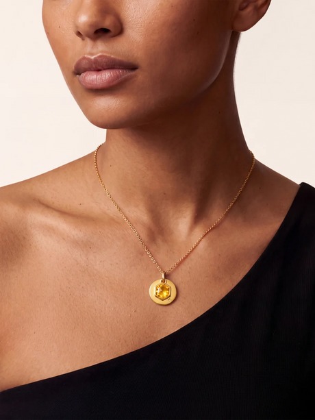 Zeno Citrine Hexagon Charm Pendant - 18k Gold Vermeil