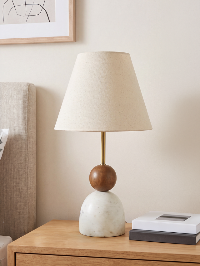 Kado Mango Wood & Marble Lamp Base - Dome