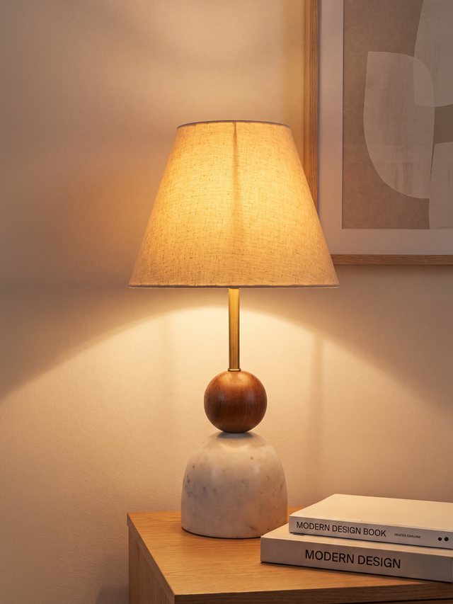 Kado Mango Wood & Marble Lamp Base - Dome