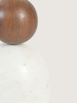 Olivia Raw Silk Lampshade with Mango Wood & Marble Dome Base