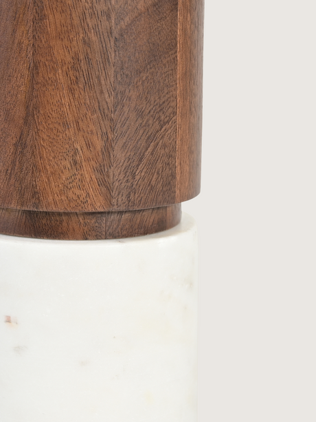 Kado Mango Wood & Marble Lamp Base - Cylinderical