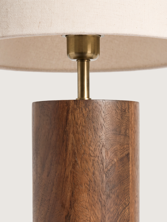 Kado Mango Wood & Marble Lamp Base - Cylinderical