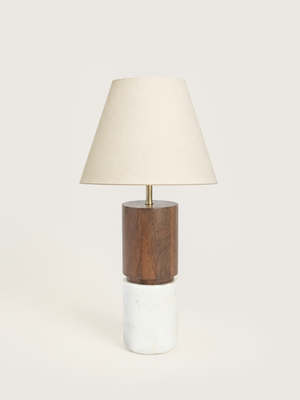 Kado Mango Wood & Marble Lamp Base - Cylindrical