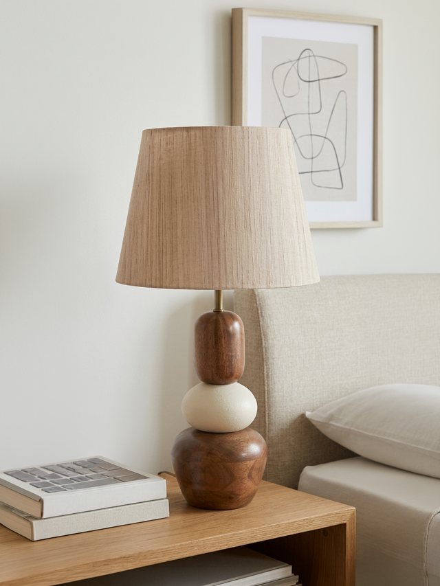 Peba Mini Mango Wood Pebble Lamp Base