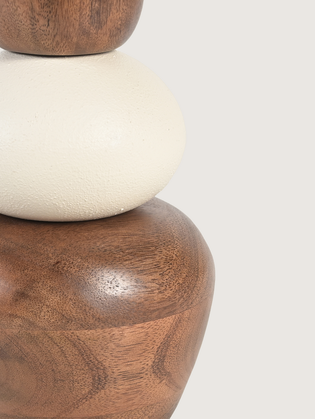 Peba Mini Mango Wood Pebble Lamp Base