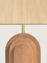 Olivia Raw Silk Lampshade with Geometric Mango Wood Base