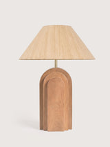 Olivia Raw Silk Lampshade with Geometric Mango Wood Base