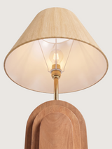 Olivia Raw Silk Lampshade with Geometric Mango Wood Base
