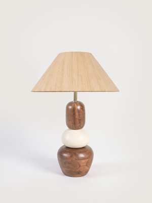 Olivia Raw Silk Lampshade with Mini Pebble Base