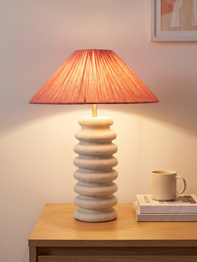 Charlotte Raffia Lampshade with Sora Paper Mache Base