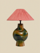 Charlotte Raffia Lampshade with Miru Paper Mache Sculptural Lamp Base