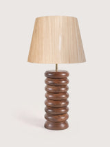 Brian Silk Lampshade with Sculptural Mango Wood Base