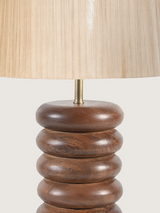 Brian Silk Lampshade with Sculptural Mango Wood Base