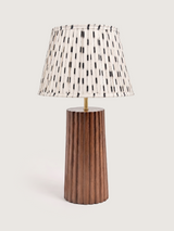 Fehd Cotton Lampshade with Fluted Mango Wood Base