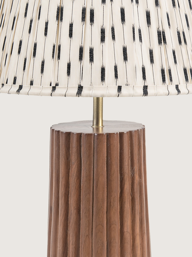 Fehd Cotton Lampshade with Fluted Mango Wood Base