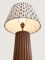 Fehd Cotton Lampshade with Fluted Mango Wood Base