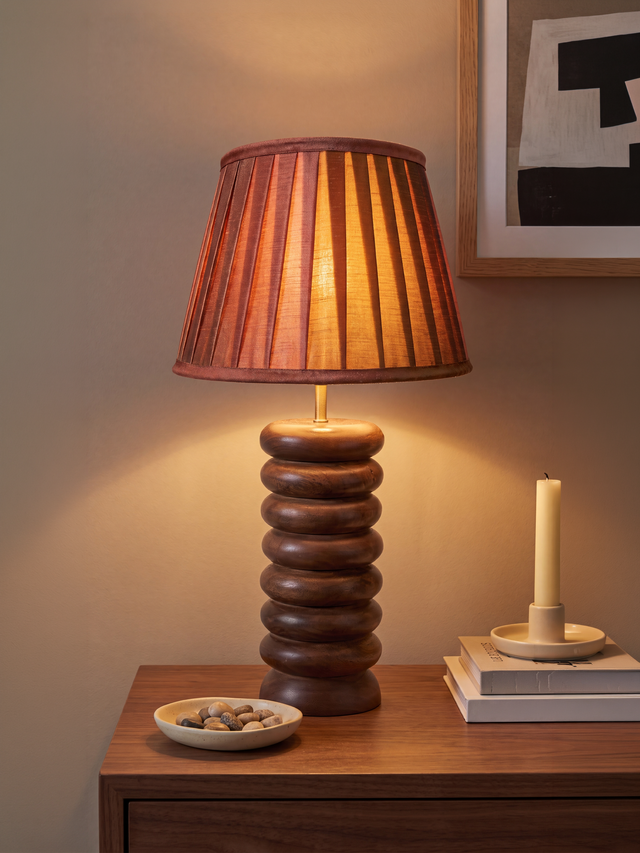 Teresa Silk Ombre Lampshade with Sculptural Mango Wood Base