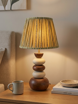 Vadim Silk Striped Lampshade with Pebble Base