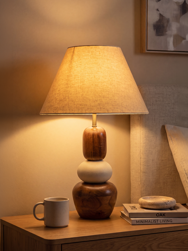 Virginia Cotton Lampshade with Mini Pebble Base