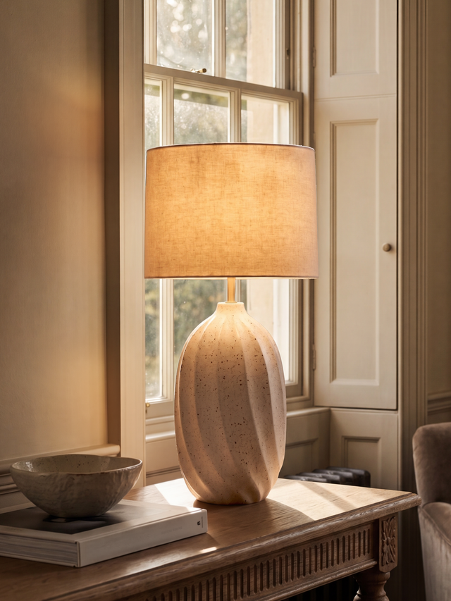 Becky Cotton Lampshade with Luma Paper Mache Base