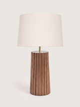 Bonita Cotton Lampshade with Fluted Mango Wood Base