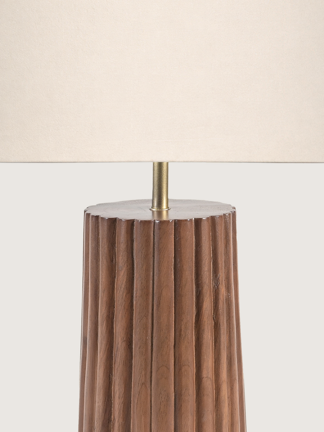 Bonita Cotton Lampshade with Fluted Mango Wood Base