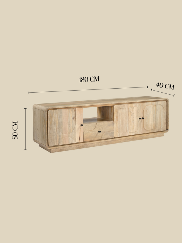 Luce Mango Wood Three Door Media Unit