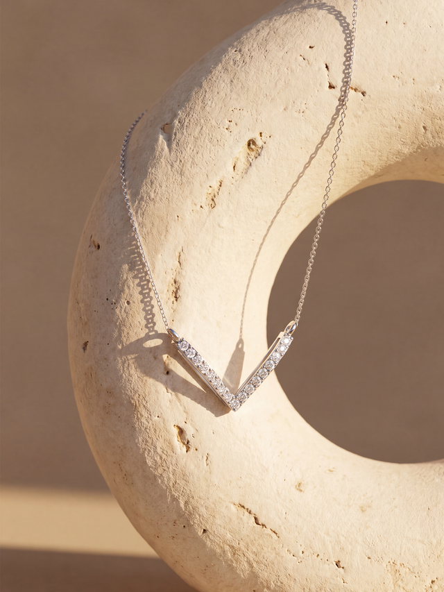 Volta Lab Diamond V-Shape Pendant - Sterling Silver