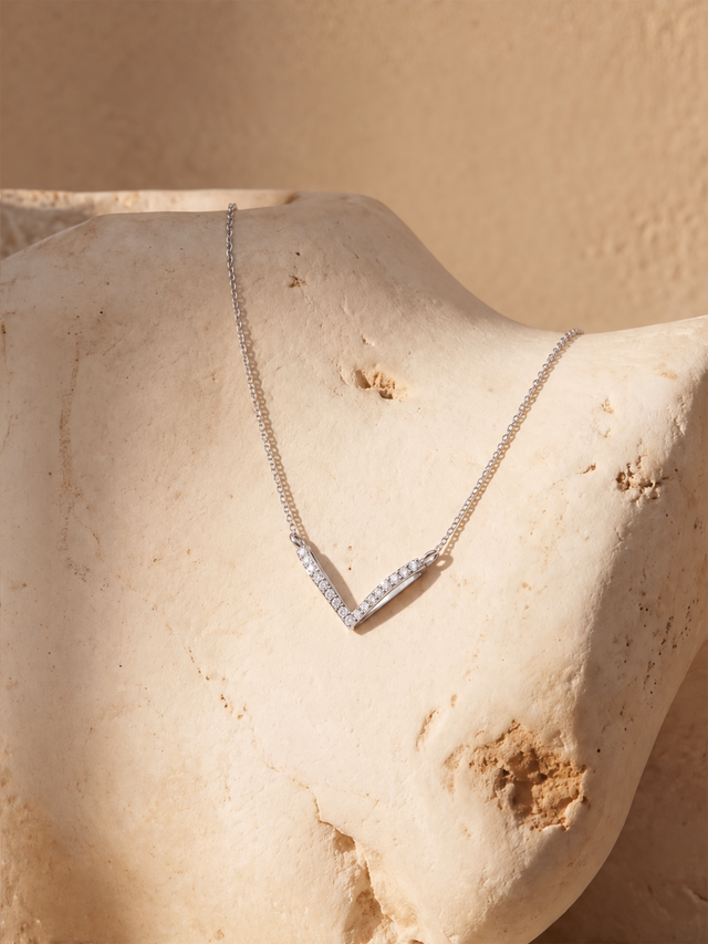 Volta Lab Diamond V-Shape Pendant - Sterling Silver