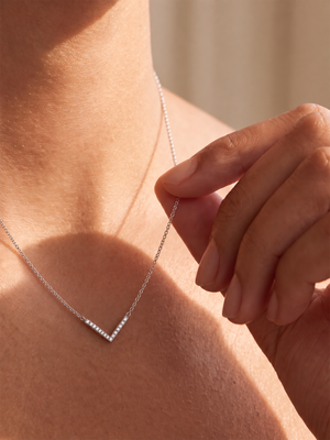 Volta Lab Diamond V-Shape Pendant - Sterling Silver