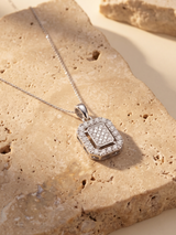 Cluster Lab Diamond Pendant - Sterling Silver