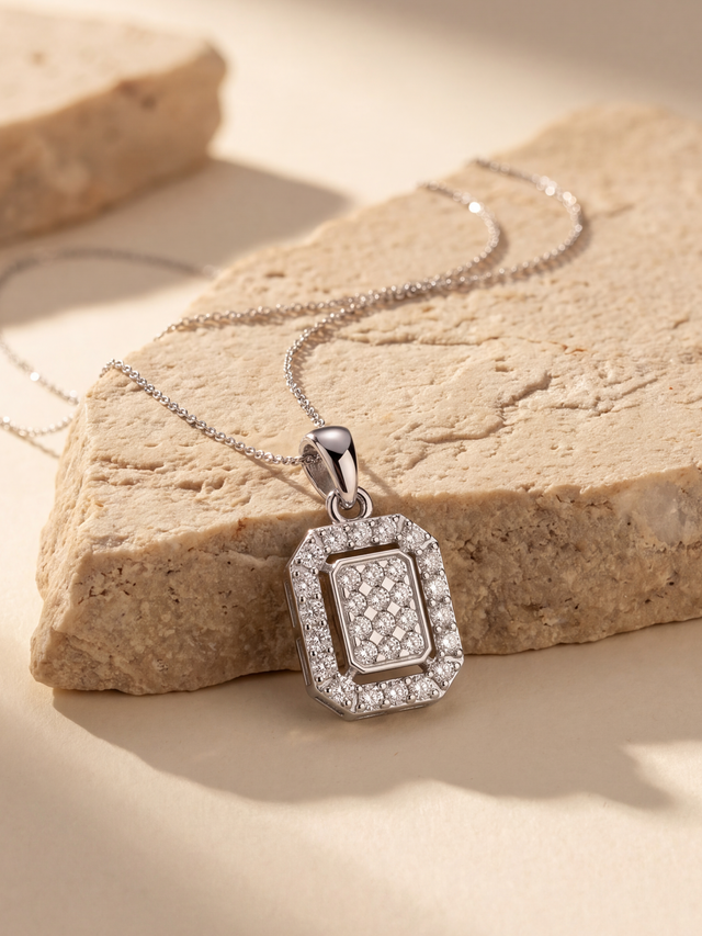 Cluster Lab Diamond Pendant - Sterling Silver