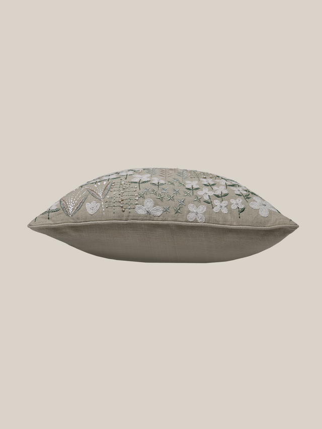 Zinnia Sage Green Cotton Cushion