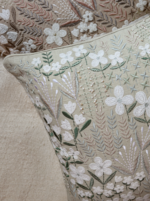 Zinnia Sage Green Cotton Cushion