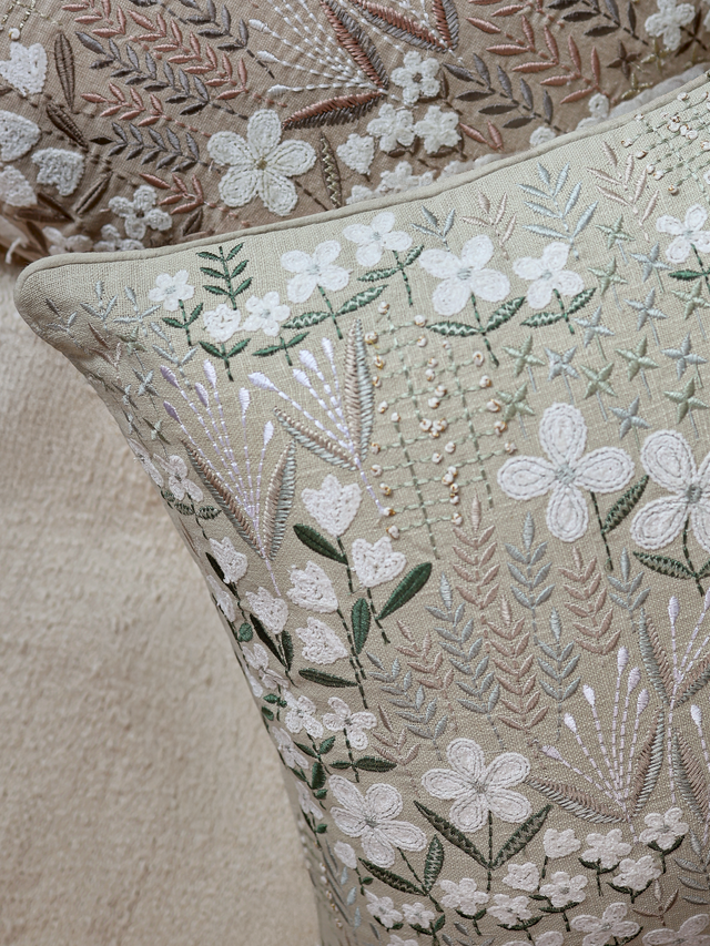 Zinnia Sage Green Cotton Cushion