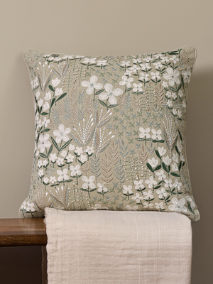 Zinnia Sage Green Cotton Cushion