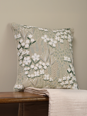 Zinnia Sage Green Cotton Cushion