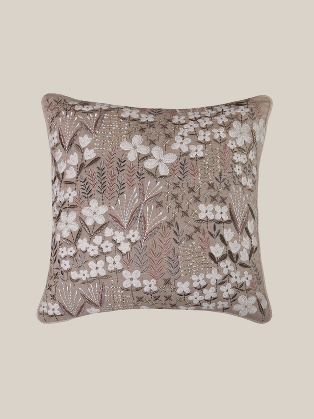 Zinnia Beige Cotton Cushion