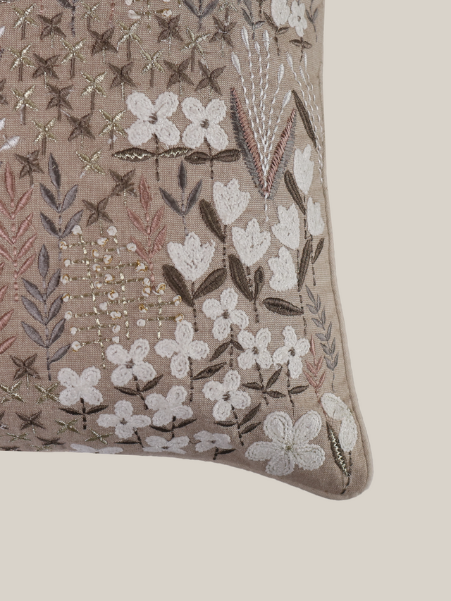 Zinnia Beige Cotton Cushion