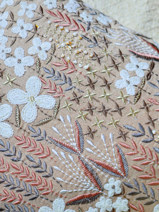 Zinnia Beige Cotton Cushion