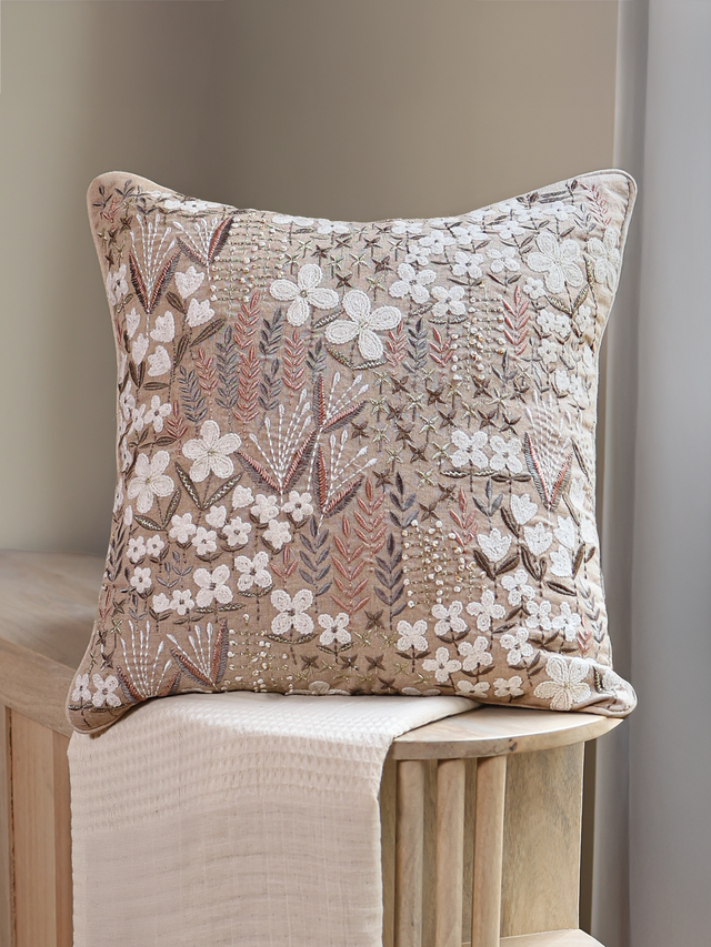 Zinnia Beige Cotton Cushion