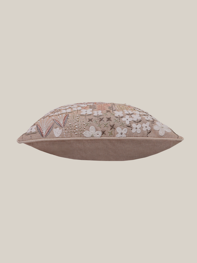 Zinnia Beige Cotton Cushion