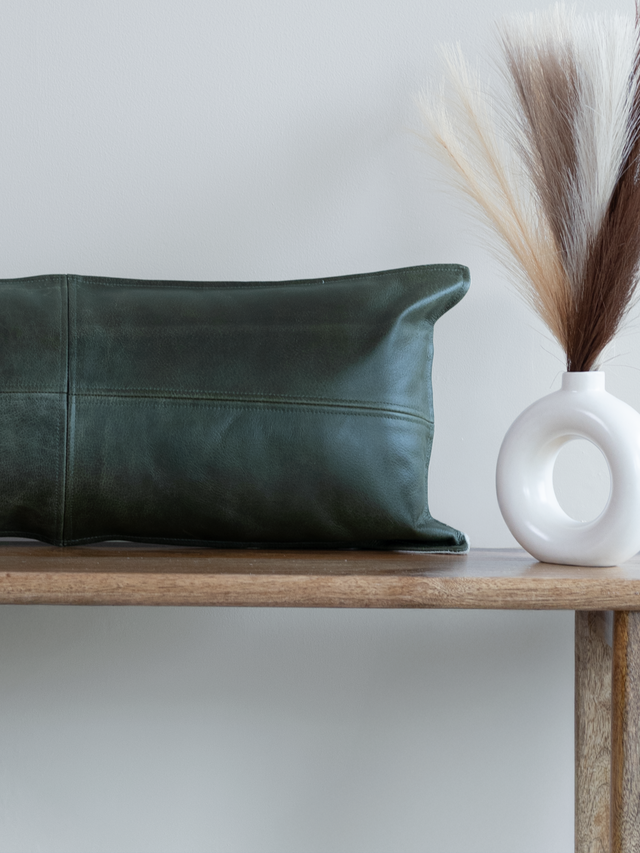 Sloane Green Leather Cushion