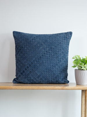 Ann Blue Suede Leather Cushion