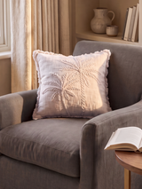 Ivory Palm Embroidered Cotton Cushion