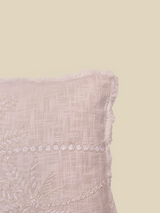 Ivory Palm Embroidered Cotton Cushion