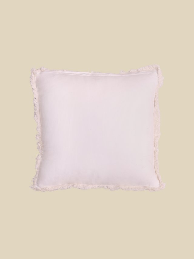 Ivory Palm Embroidered Cotton Cushion