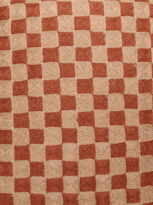 Rust Geometric Embroidered Cotton Cushion