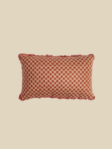 Rust Geometric Embroidered Cotton Cushion