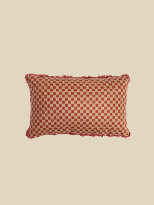 Rust Geometric Embroidered Cotton Cushion